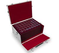 MC.Sammler - Mallette numismatique en Aluminium - avec 11 Plateaux pour 440 pièces de 2 Euros sous Capsules (avec 440 Capsules pour pièces de Monnaie, 26 mm)
