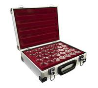 MC.Sammler Mallette numismatique en Aluminium avec 5 Plateaux pour Capsules de 170 pièces de 10, 20, 25 Euros (avec 170 Capsules de Monnaie de 32,5 mm)