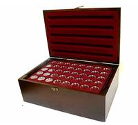 MC.Sammler - Mallette numismatique en bois - Avec 10 plateaux pour capsules de 400 pièces de 2 euros (mallette pour 400 capsules de monnaie de 26 mm)