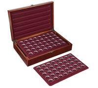 MC.Sammler Mallette numismatique en bois avec 5 plateaux pour 200 pièces de 2 euros sous capsules (cassette avec 200 capsules de monnaie de 26 mm)