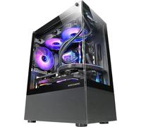 MC-SE, Boîtier PC Micro-ATX, Face Avant Latéraux Verre sans Cadre, Design Inférieur avec Technologie Airtech Mesh, Mini Tour Gaming Double Chambre, Support Refroidissement Liquide, Noir