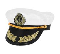 MC-Trend Bonnet de capitaine yacht bleu marine, blanc avec broderie dorée, bonnet de marin, chapeau pour adulte, femme, homme, carnaval, fête à thème skipper