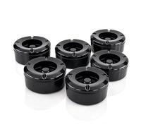 MC-Trend Lot de 6 cendrier coupe-vent noir avec couvercle, cendrier extérieur en mélamine, cendrier tempête extérieur pour balcon, jardin, terrasse, gastronomie, avec fonction d'extinction, amovible