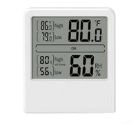 MC06Y Thermomètre et hygromètre électronique compact avec support magnétique, affichage clair pour la maison et le bureau Blanc anglais