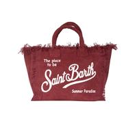 MC2 Saint Barth, Femme, Sacs, Rouge, Taille: ONE Size Sac d'Été en Toile Bordeaux avec Franges