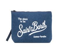 MC2 Saint Barth, Homme, Sacs, Bleu, Taille: ONE Size Pochette Abstraite Brodée avec Fermeture Éclair