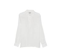 MC2 Saint Barth - Raphael Long Sleeve Linen Polo - Homme - Tops - Blanc - Taille: M