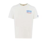 MC2 Saint Barth, Homme, Tops, Blanc, Taille: S T-shirt en coton avec imprimé/broderie devant et derrière