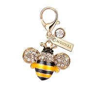 MC30 Nouvelle arrivée mignon Cristal Jaune Abeille Mousqueton Charms Pendentifs avec sac Pochette (1 pièce)