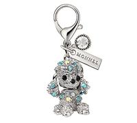 Mc41 Nouvelle arrivée mignon Cristal Vert caniche Mousqueton Charms Pendentifs avec sac Pochette (1 pièce)