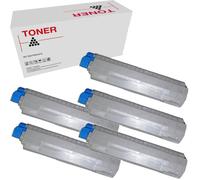 MC853 / MC873 / MC883 Lot de 5 toners compatibles avec Oki 45862840 / 45862818, 45862839 / 45862816, 45862838 / 45862815, 45862837 / 455862837 86281 4 pièces