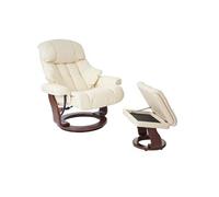 MCA fauteuil relax Calgary XXL cuir charge 180kg crème aspect noix