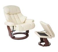 MCA fauteuil relax Calgary XXL cuir charge 180kg crème aspect noix