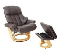 Robas Lund Calgary XXL Fauteuil de Relaxation, Cuir, Marron/Nature, 92 x 97 x 110 cm