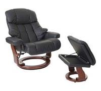 Robas Lund Calgary XXL Fauteuil de Relaxation, Cuir, Noir/Noyer, 92 x 97 x 110 cm