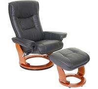 MCA fauteuil relax Hamilton, fauteuil de télévision, tabouret, cuir, charge 130kg ~ noir, doré Noir G