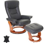 MCA Fauteuil relax Hamilton, Fauteuil TV pouf, Cuir véritable 130kg de charge ~ noir, couleur miel