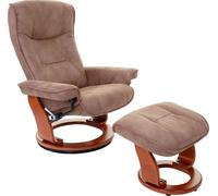 MCA fauteuil relax Hamilton, fauteuil de télévision + tabouret, tissu, charge max. 130kg ~ marron antique miel