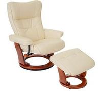 MCA fauteuil relax Montreal, fauteuil de télévision, tabouret, cuir, charge 130kg ~ crème, doré Beige G
