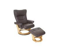 MCA fauteuil relax Montreal, fauteuil de télévision, tabouret, cuir, charge 130kg ~ marron, nature Marron G