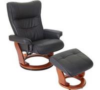 MCA fauteuil relax Montreal, fauteuil de télévision, tabouret, cuir, charge 130kg ~ noir, doré