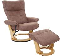 MCA Fauteuil relax Montreal, Fauteuil TV pouf, Tissu/Textile 130kg charge maxi ~ marron antique, marron naturel