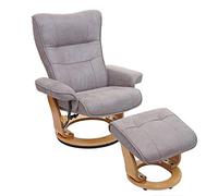 MCA Fauteuil relax Montréal - Gris clair, marron naturel | Fauteuil TV avec tabouret, tissu/textile, charge maximale de 130 kg