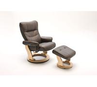 Robas Lund fauteuil relax Montreal, fauteuil de télévision, tabouret, cuir, charge 130kg ~ marron, nature