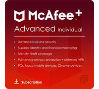 McAfee+ Advanced Individual Nombre Illimité d'Appareils / 1 An