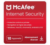 McAfee Internet Security 2025 | 10 appareils | 1 an | PC/Mac/Android | Téléchargement