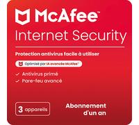 McAfee Internet Security | 3 Installations | Licence pour 1 an | Aussi pour tablette et mobile