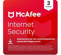 McAfee Internet Security pour 3 appareils | Abonnement de 1 an, renouvellement automatique annuel