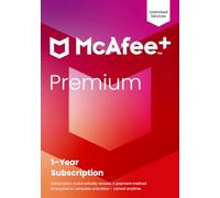 McAfee + Premium Individual Unlimited Devices 2025 Abonnement 1 an avec renouvellement Automatique | Le Logiciel de cybersécurité Comprend Un antivirus, Un VPN sécurisé, Une Protection Contre Les
