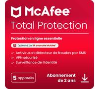 McAfee Total Protection 2025 - Édition: 5 Appareils 2 Ans