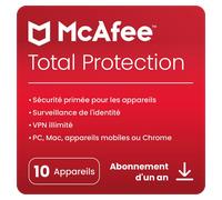 McAfee Total Protection 2026 | 10 appareils | 1 an | PC/Mac/iOS/Android | En téléchargement