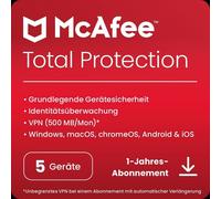 McAfee Total Protection | 5 appareils | 1 an | Windows/Mac/Android/iOS |...