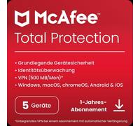 McAfee Total Protection | 5 appareils | 1 an | Windows/Mac/Android/iOS | Télé...