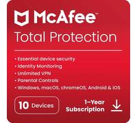 McAfee Total Protection | Abonnement annuel | Pour 10 Appareils
