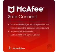 McAfee – VPN Safe Connect – 5 appareils, 1 an, PC/Mac/iOS/Android – Téléchargement