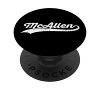 McAllen Texas Vintage Cursive Nom de ville américain Retro Sports PopSockets PopGrip Adhésif