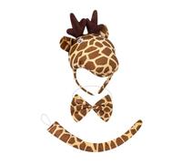 MCAOAL 1/3/4/5 pièces d'accessoires de costume de girafe pour enfant fille, avec oreilles de girafe, bandeau, nœud papillon, queue de girafe, jupe tutu, pour fête d'animaux