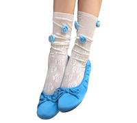 MCAOAL 1. Chaussettes de cheville en maille dentelle pour femmes Crews Minces décontractées Streetwear Présentoir Dentelle Lisse Chaussettes Crew, Blanc., taille unique