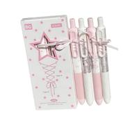 MCAOAL 4Pcs Gel Ruban Dentelle 0, 5MM Gel Rétractable Encres à Séchage Rapide pour Journal Prise de Notes Fournitures de Bureau Scolaire Rose Examen Écriture Lisse Séchage Rapide Poignée Rose