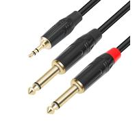 MCAOAL Câble stéréo à canal unique de 3,5 mm vers double 6,35 mm de long pour ordinateurs portables et systèmes domestiques