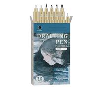 MCAOAL Lot de 12 stylos à encre noire à pointe fine de qualité pour la création de bandes dessinées et des croquis techniques précis
