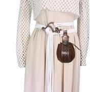 MCAOAL Renaissant Ceinture en corde nouée, accessoire de festival, ceinture victorienne avec poche gaufrée en cuir synthétique pour jeux de rôle Accessoires de jeu de rôle, Blanc serpent avec sac