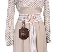 MCAOAL Renaissant Ceinture en corde nouée, accessoire de festival, ceinture victorienne avec poche gaufrée en cuir synthétique pour jeux de rôle Accessoires de jeu de rôle, Ceinture blanche avec sac
