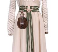 MCAOAL Renaissant Ceinture en corde nouée, accessoire de festival, ceinture victorienne avec poche gaufrée en cuir synthétique pour jeux de rôle Accessoires de jeu de rôle, Ceinture verte avec sac