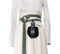 MCAOAL Renaissant Ceinture en corde nouée, accessoire de festival, ceinture victorienne avec poche gaufrée en cuir synthétique pour jeux de rôle Accessoires de jeu de rôle, Vert serpent avec sac