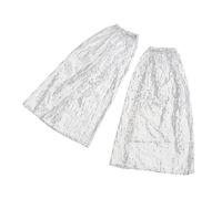 MCAOAL Représentations sur scène Jambières haute élasticité Design évasé Couvre-jambes avec paillettes scintillantes pour festival, événement, fête, spectacles, Blanc., taille unique